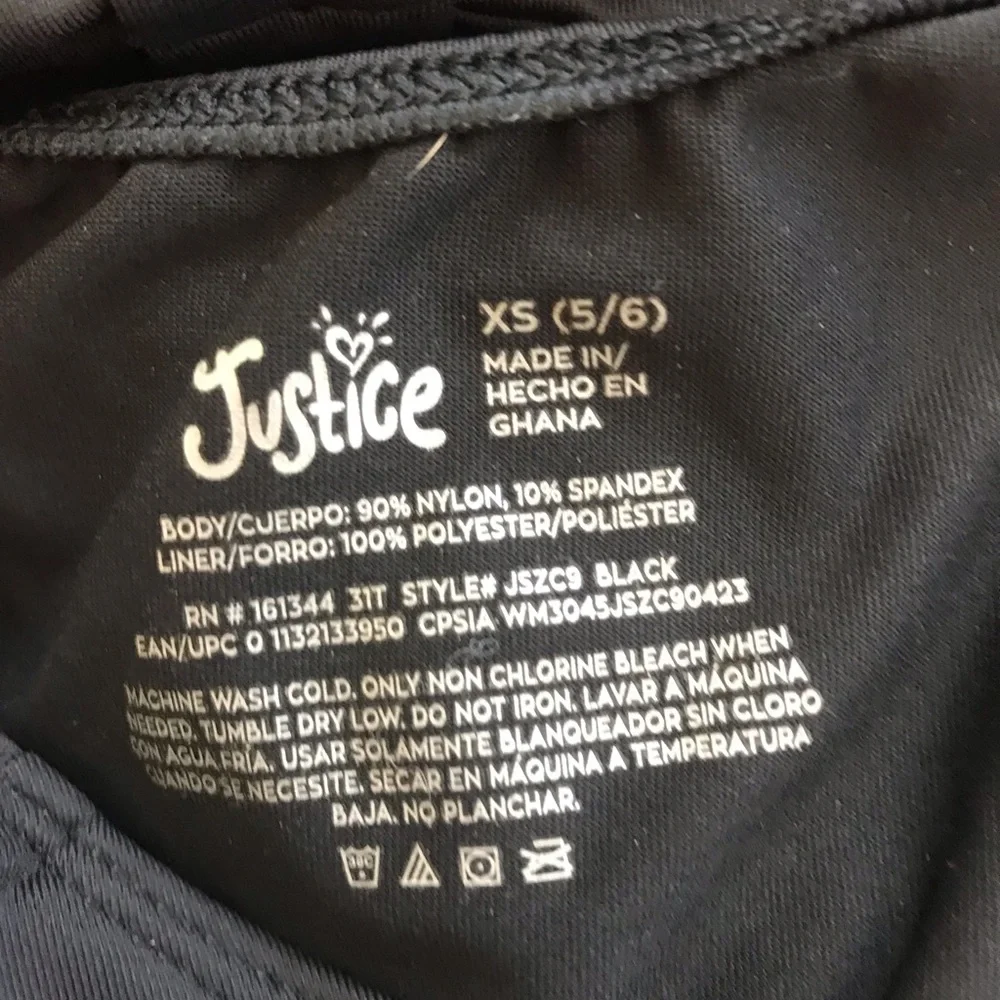 Justice Black Kids Short Sleeve One-Piece Leotard